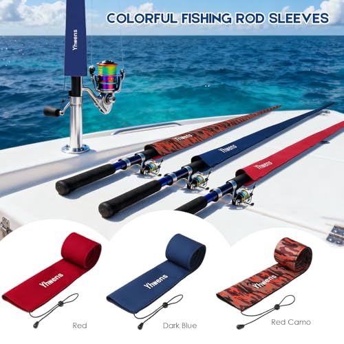 Neoprene Fishing Rod Sleeve Rod Socks for Fishing Poles Sleeve Rod Cover Rod Protector for Casting Spinning Trolling Fishing Rod Storage Durable (60" / Dark Blue 2PCS)