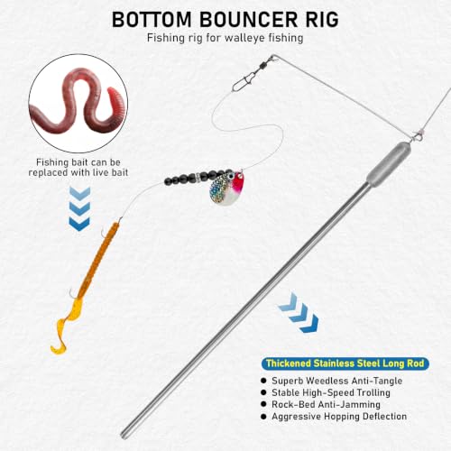 6 Pack Bottom Bouncer for Walleye Rigs Trolling Fishing Weight (Silver / Bold-MIX-6PCS)