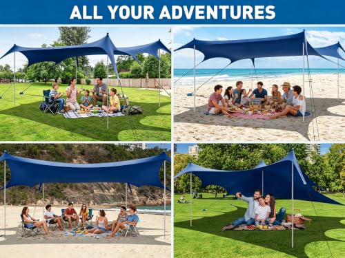 Beach Tent Sun Shelter 14 x 11FT (dark blue)