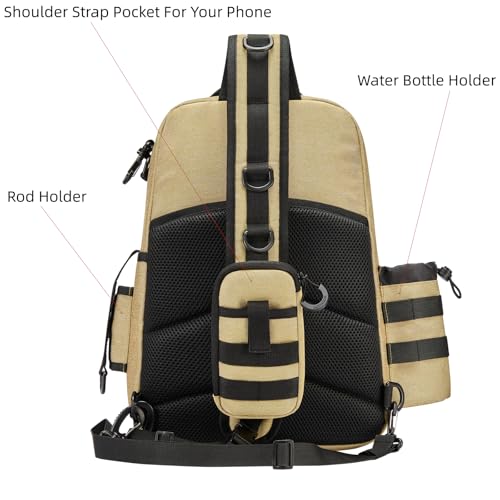 22L Wading Fishing Tackle Sling Bag (Tan)