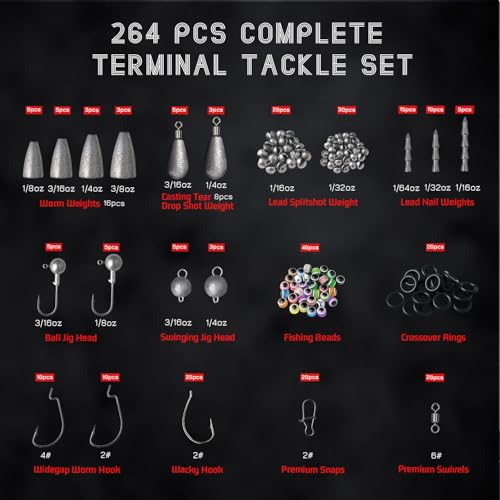 Fishing Tackle Kit with Box (Fishing Accessories Kit 423Pack-Red)