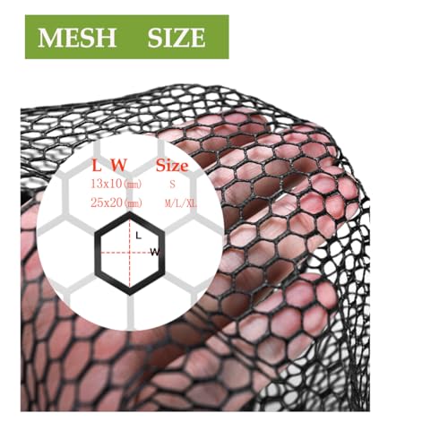 Rubber Coated Replacement Fishing Net Hook Resist (3/4" Mesh / M:Fits Hoop 23"x26"(Teardrop)|Net Dia.25.6")