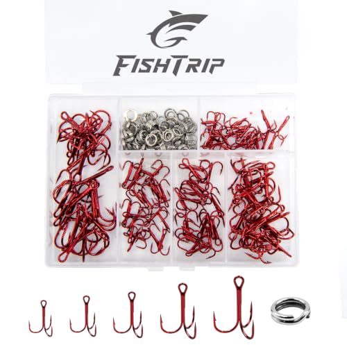 25/50/200pcs Treble Hooks Red, Replacement Hooks for Hard Lures (Mixed Set_200pcs)