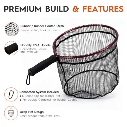 Ultra Light Fly Fishing Landing Net (Rubber Mesh)
