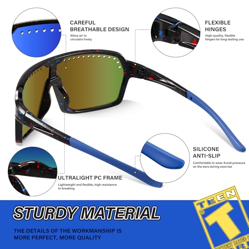 3Pack Polarized Kids Sunglasses UV400 for Youth Softball Running Cycling