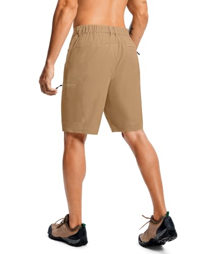 Men's Hiking Cargo Shorts 9" Lightweight Quick Dry 6 Pockets (XX-Large / Dark Khaki)