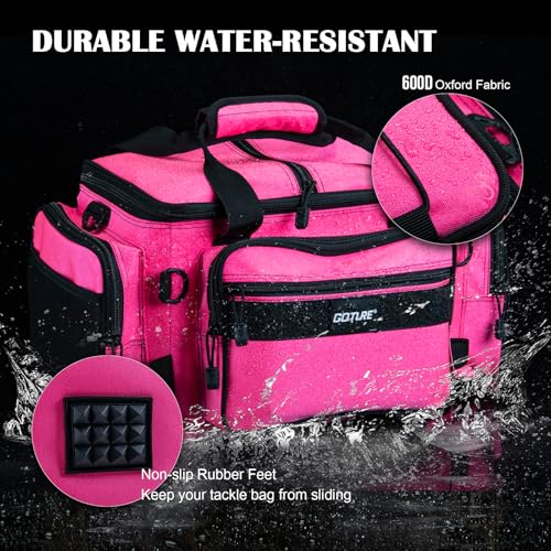 Fishing Tackle Bag with 2PCS 3700 Tackle Boxes (B1:Pink with 2 3700 Tackle Boxes / Medium)