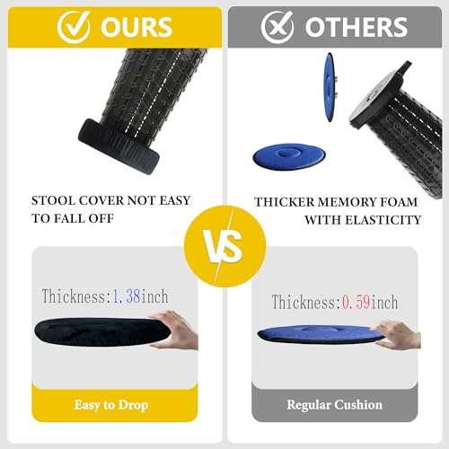Upgraded 19.7" Collapsible Stool + 1.38" Thicker Cushion (Deep Black / XX-Large)