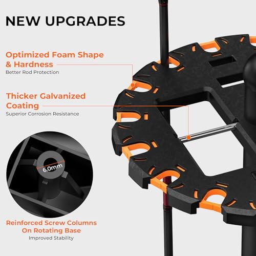 V16 Fishing Rod Holder for Garage (Black, without Rotaing Base)