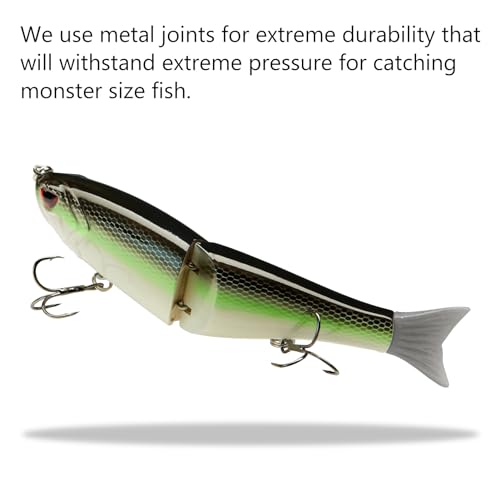 SwimShad Glide Baits Jointed Swimbait Bass Pike Salmon Trout Muskie Fishing Lure (Fluorescent White Shad / 4.5in/0.65oz)
