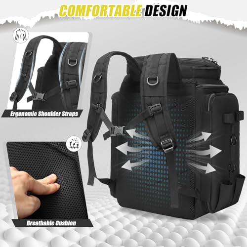 45L Fishing Backpack with Rod Holders & Built (Black)