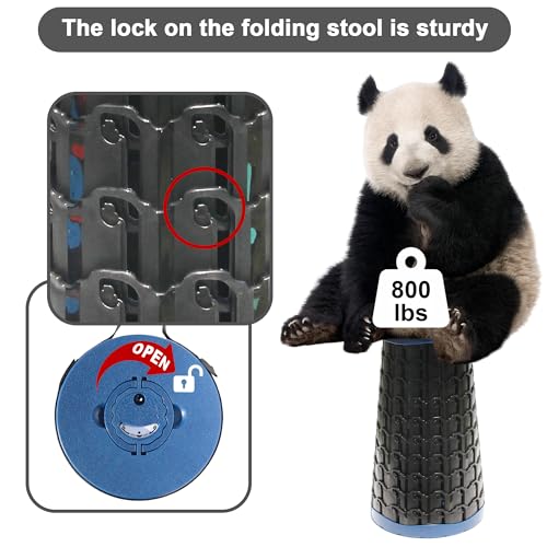 Upgraded Collapsible Stool with Cushion (Navy / 10.24*10.24*18.1 IN)