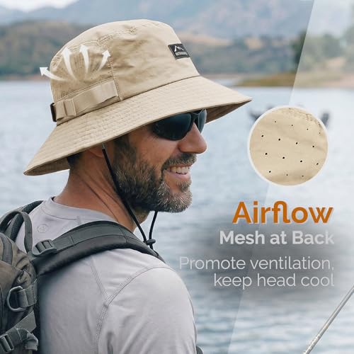 Mens Bucket Sun Hats (One Size / Beige)