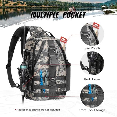 Lightweight Fishing Backpack (Digital Camouflage / Large)