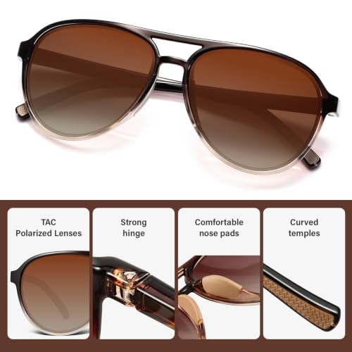 Women's Polarized Aviator Sunglasses Sport Style for Running Pickleball UV Protection Tangle