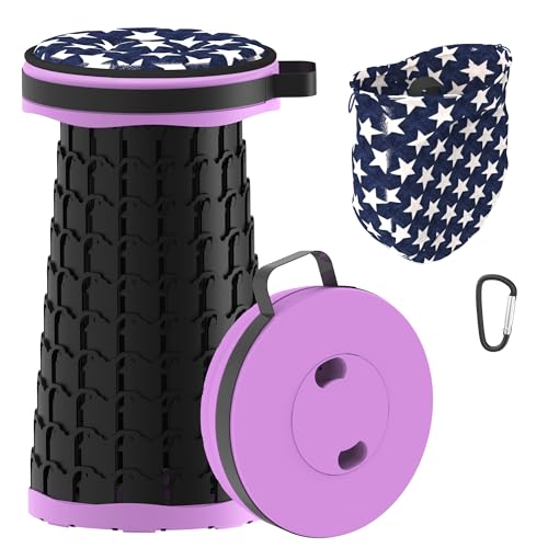 Upgraded Telescoping Stool Collapsible Stool with Cushion & Carry Bag