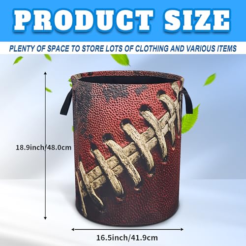 Vintage Football Texture Laundry Basket Foldable Oxford Cloth 18.9x 6.5 In (Vintage Football)