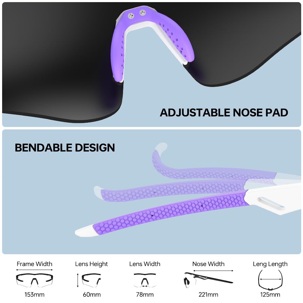 Polarized Running Sunglasses for Men Women Ultra (Elegant White Purple)