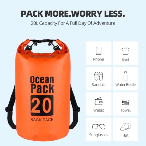20L Waterproof Dry Bag Set with Phone Case (Orange / 20L)