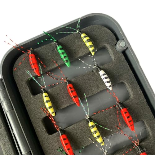 24Pcs Fly Fishing Flies Trout Lures Fishing Tackle Fly Fishing Flies with Boxed Trout Bass Artificial Fish Bait (24Pcs-Pupal Worms)