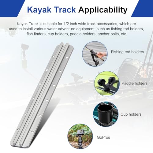 Kayak Track Kayak Rail Accessories Mount for Fishing Rod (12 In)