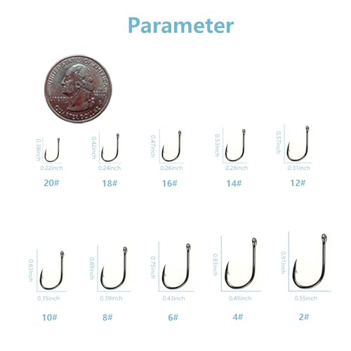 Small Fishing Hooks for Freshwater (600pcs (#2-#20) / Black)