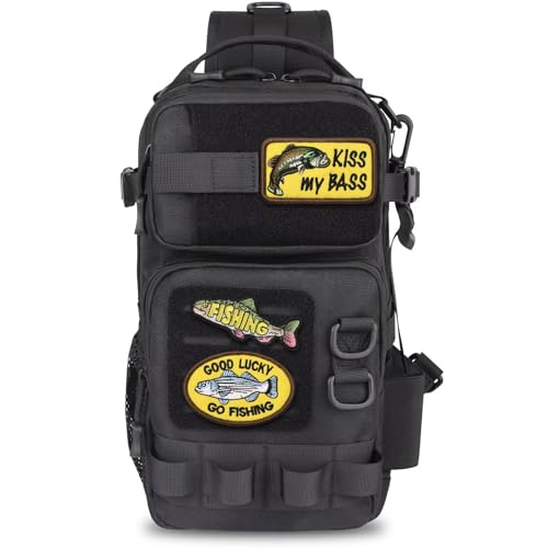 Small Fishing Backpack with Tackle Boxe Fishing Sling Bag with Tool Set DIY Embroidery Patche Tackle Bag Gift for Men