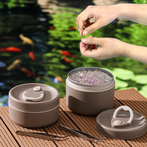 2 Pack Worm Containers for Fishing (brown)