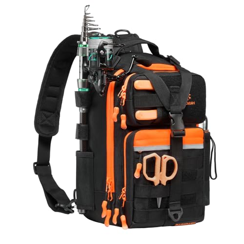 Convertible Fishing Backpack Sling Bag with Rod Holder