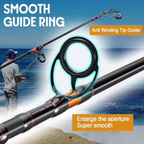 Surf Spinning Fishing Rod Carbon Travel Surf Rod M (orange / 12ft-Spinning-3Pc-H)