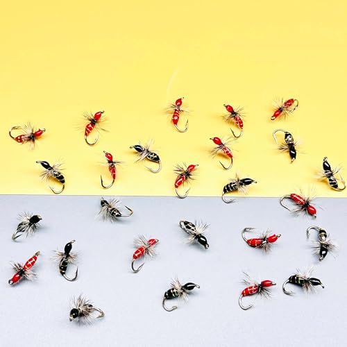 10Pc Hand Tied Fly Flies Fly Fishing Lure (Black&Red)
