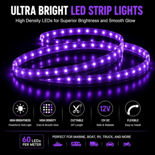 12V UV Black Boat LED Strip Lights (UV)