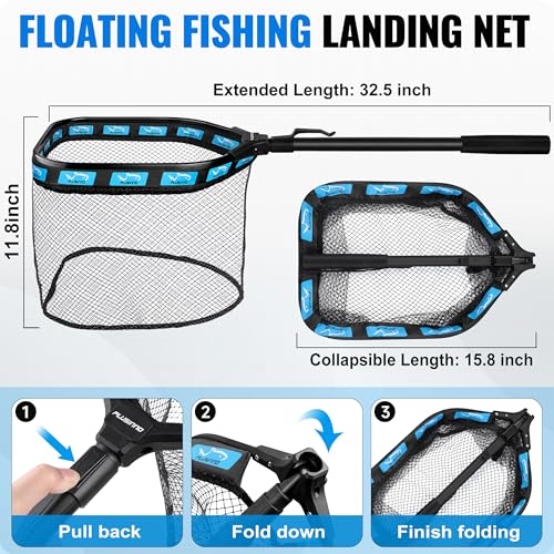 Fishing Gear Full Fishing Pole kit Include Fishing Rod and Reel Combo (Blue Fishing Combo With Fishing Net)