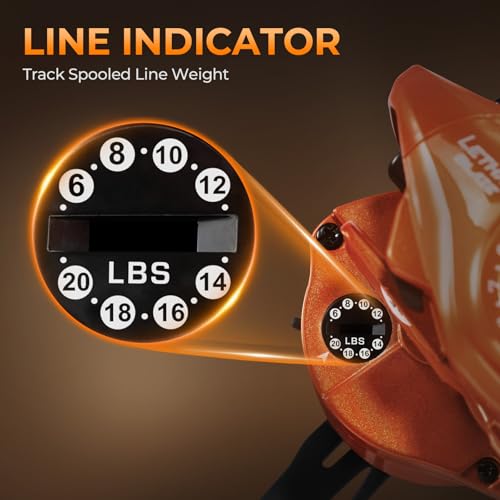Lethal Blaze Baitcasting Fishing Reel (Left- Shiny Orange- 7.3:1)