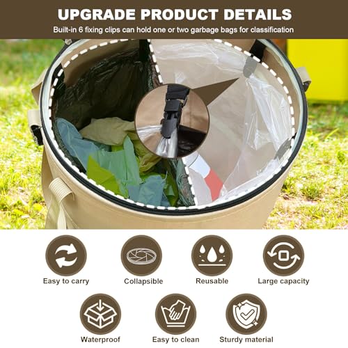 Collapsible Trash Can Pop Up Garden Waste Bag 24 Gallon Yard Waste Bag Reusable Lawn and Leaf Bin Camping Waste Bin