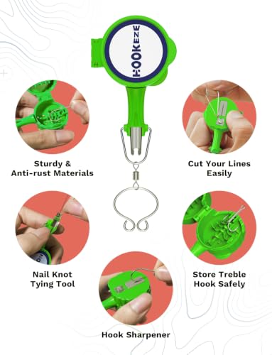 4-in-1 Fishing Knot Tying Tool, Treble Hook Covers Keeps Lures Safe, Hook Sharpener, Lure Wraps for Fishing Rod, Fishing Line Cutter Accessories Gifts for Anglers Fishermen