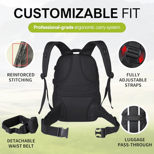 Fishing Backpack with Rod Holder Lightweight Water Resistant Tackle Backpack for Freshwater or Saltwater Large Storage High (DYB-35L-002 / 35L)