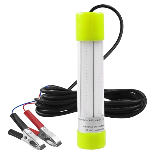 Underwater Fishing Light 20W 16000 Lumens 12V Super Bright LED Submersible Fish Bait Finder Lamp Deep Drop Night Fishing Attracting Light for Snook Crappie Squid Shrimp Prawns Boat Dock