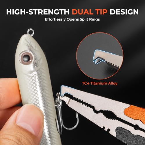 Ti Forge Titanium Jaw Fishing Pliers (7.6" Titanium Jaw Plier-Orange+Black)