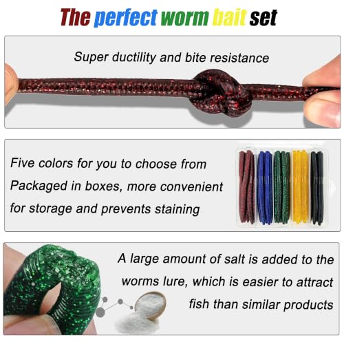 40PCS 5.5" Senko Worms for Bass Fishing Kit (Set B (40pcs-5.5in/0.35oz))