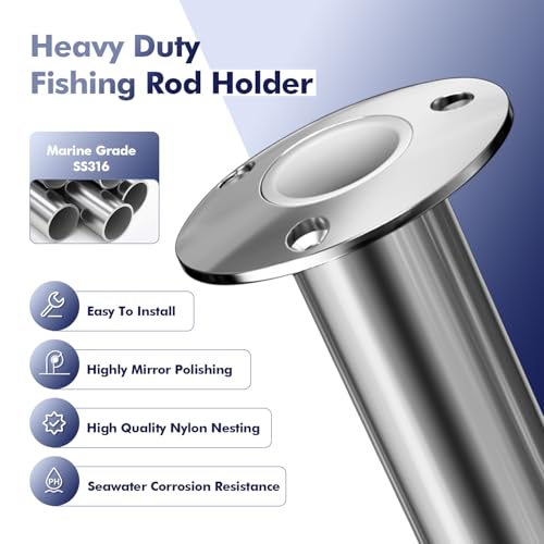 2Pcs Rod Holders for Fishing Boat (Silver - White Insert / 90 Degree without Cap)