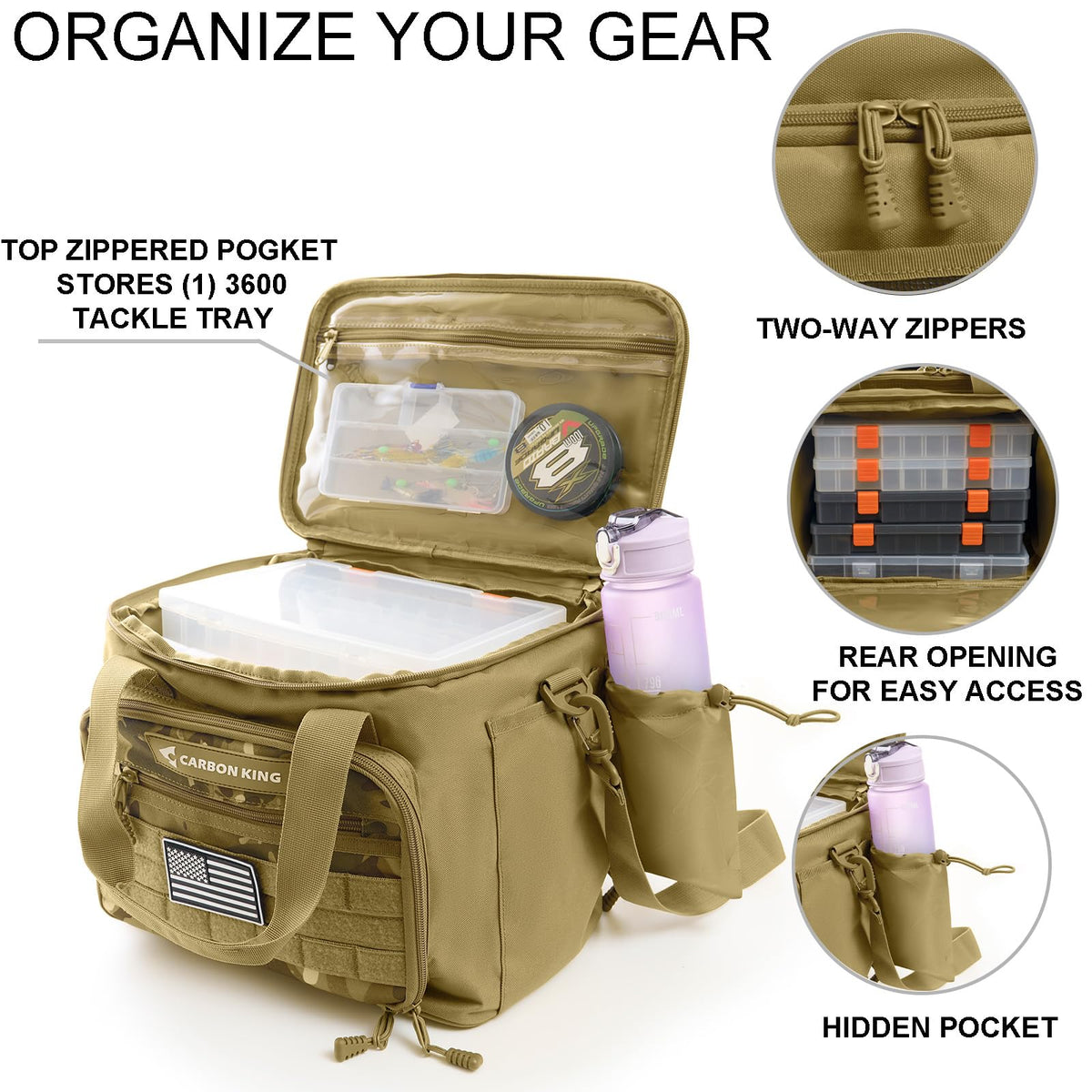 Waterproof Fishing Tackle Bag (Khaki)