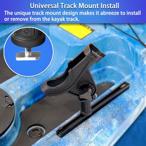 Kayak Track Fishing Rod Holder with Rubber Strap Easy Adjust and Remove