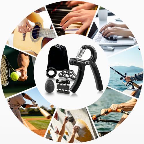 Hand Grip Strengthener Set for Hand Workout Anywhere (Black)