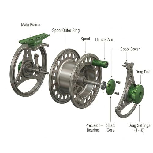 Fly Fishing Reel with Aluminum Alloy Body 5 (Green)