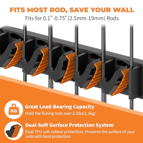 Fishing Rod Holder for Garage Wall
