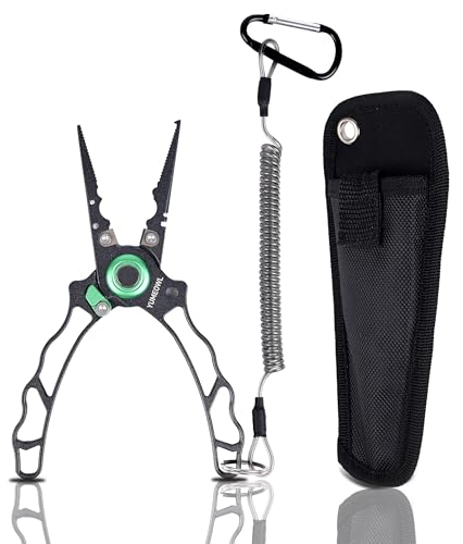Lockable Fishing Pliers & Hook Removers with Tungsten Steel Cutters (Dark Gray-6.6")