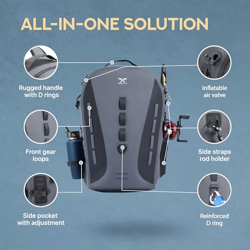 Waterproof Fishing Backpack G2 with Rod Holder (Gray / G2 Backpack)