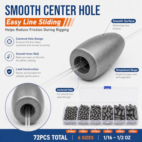 72PCS Bullet Weights (72 Pcs / 6 Size)