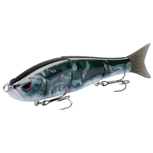 SwimShad Glide Baits Jointed Swimbait Bass Pike Salmon Trout Muskie Fishing Lure (Black Camo / 4.5in/0.65oz)